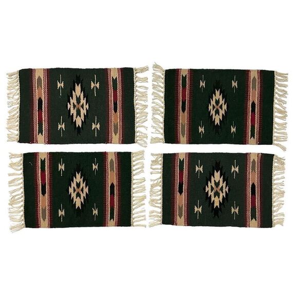 El Paso Saddle Blanket Co  Southwestern Wool Rug Placemats Set of 4. - Picture 3 of 8